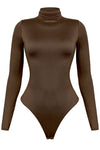 Long Sleeve Turtleneck Bodysuit Brown