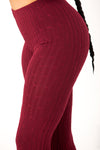 Burgundy Ribbed Seamless Leggings