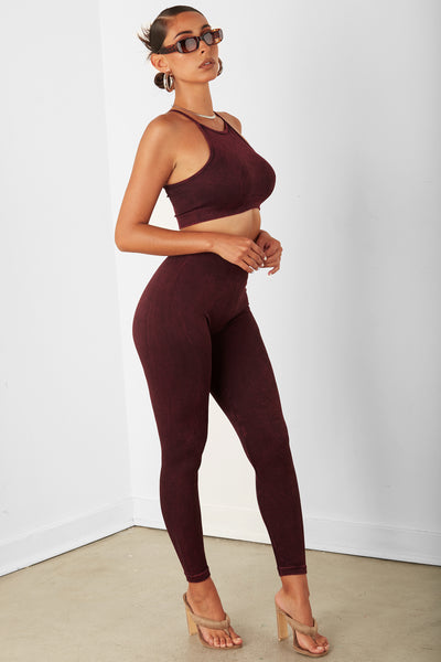 Burgundy Highwaist Capri Legging