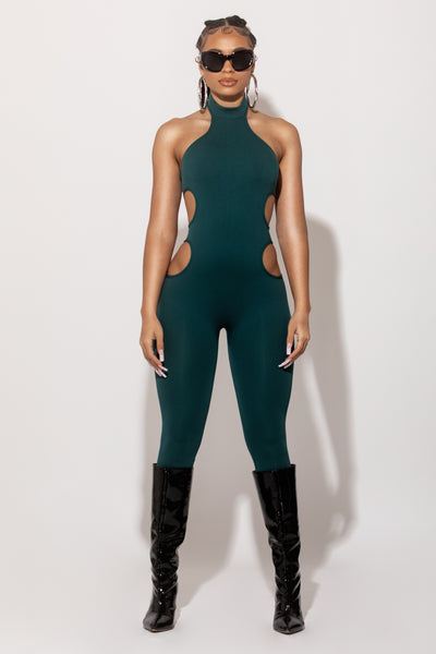 Green Side Cut Out Jumpsuit