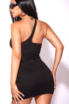 One Shoulder Mini Dress Black
