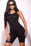 Black Skinny Strap Basic Unitard