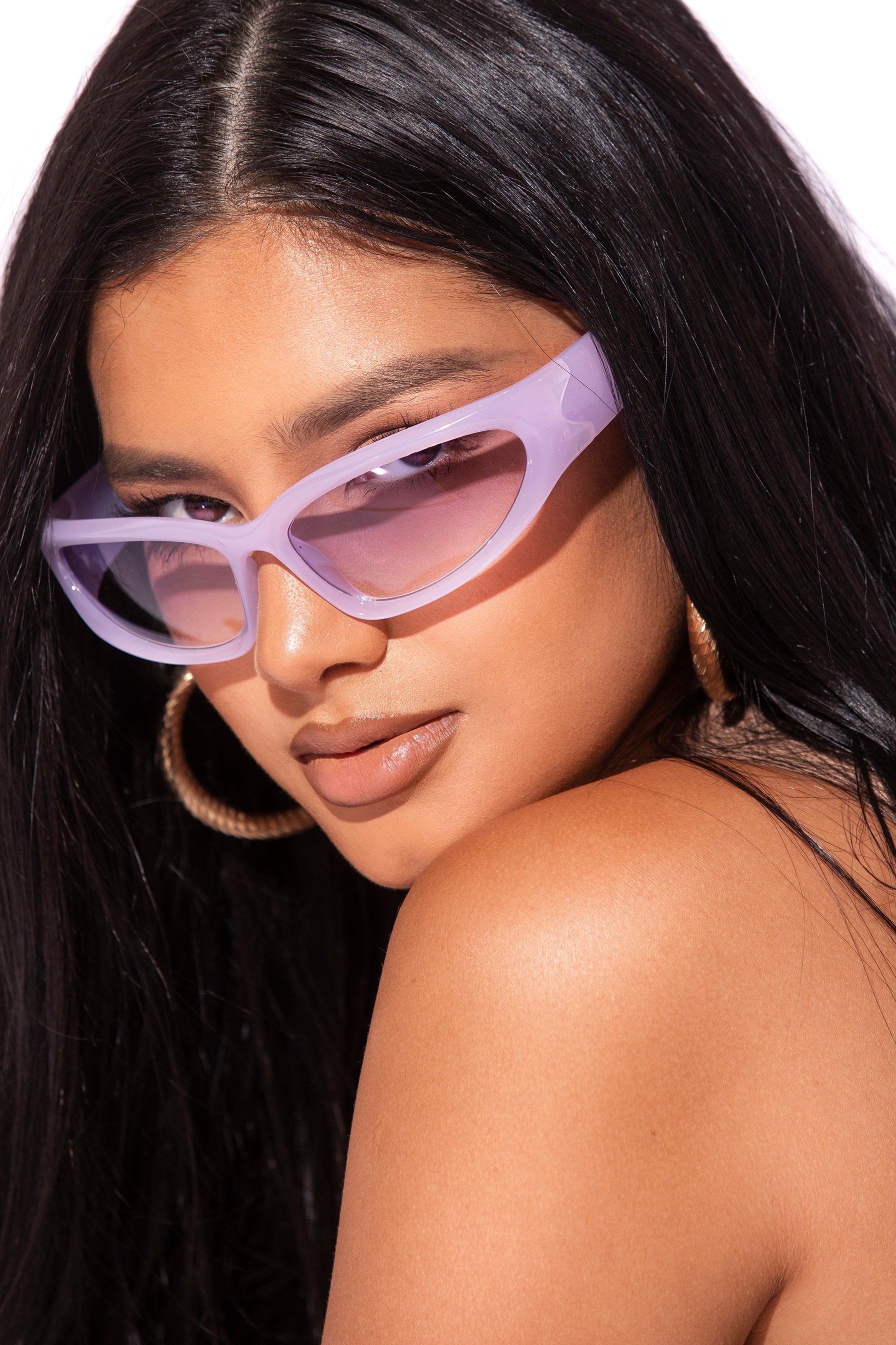 Tinted Y2K Goggle Sunglasses Purple