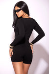 Round Neck Long sleeve Unitard Black