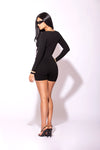 Round Neck Long sleeve Unitard Black