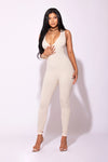 V Neck sleeveless Jumpsuit Cream