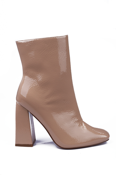 Nude Block Heel Ankle Boot