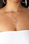 Diamond L Cursive Pendant- Gold