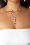 Diamond T Cursive Pendant- Silver