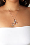 Diamond M Cursive Pendant- Silver