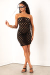 Black Hollow Out Tube Top Dress