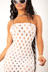 White Hollow Out Tube Top Dress