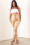 Gold Leather Ruched Pants