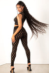 Black Hollow Out Sleeveless Fishnet Set