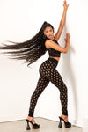 Black Hollow Out Sleeveless Fishnet Set