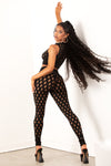 Black Hollow Out Sleeveless Fishnet Set