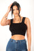 Black Basic Square Neck Crop Top