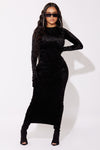 Black Velvet Long Sleeve Dress
