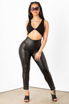 Black Pu High Waist Leggings