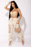 Nude Pu Leather Lace Up Corset