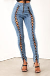 Lace Up Denim Jeans