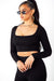 Black Ribbed Long Sleeve Top
