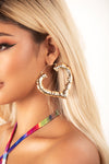 Thick Heart Bamboo Earring- Gold