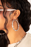 Silver Basic Twisted Bamboo Hoops