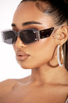 Silver Metal Rectangular Sunglasses