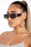 Silver Metal Rectangular Sunglasses