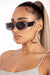 Silver Metal Rectangular Sunglasses