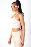 Nude Thick Ribbed Racerback Crop Tank