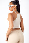 Nude Thick Ribbed Racerback Crop Tank