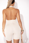 Cream Open Back Sleeveless Jumpsuit