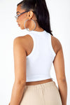 White Ribbed Thick Band Tank