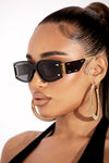 Black Metal Rectangular Sunglasses