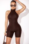 Chocolate Open Back Sleeveless Jumpsuit