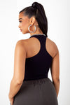 black racerback ribbed crop tank