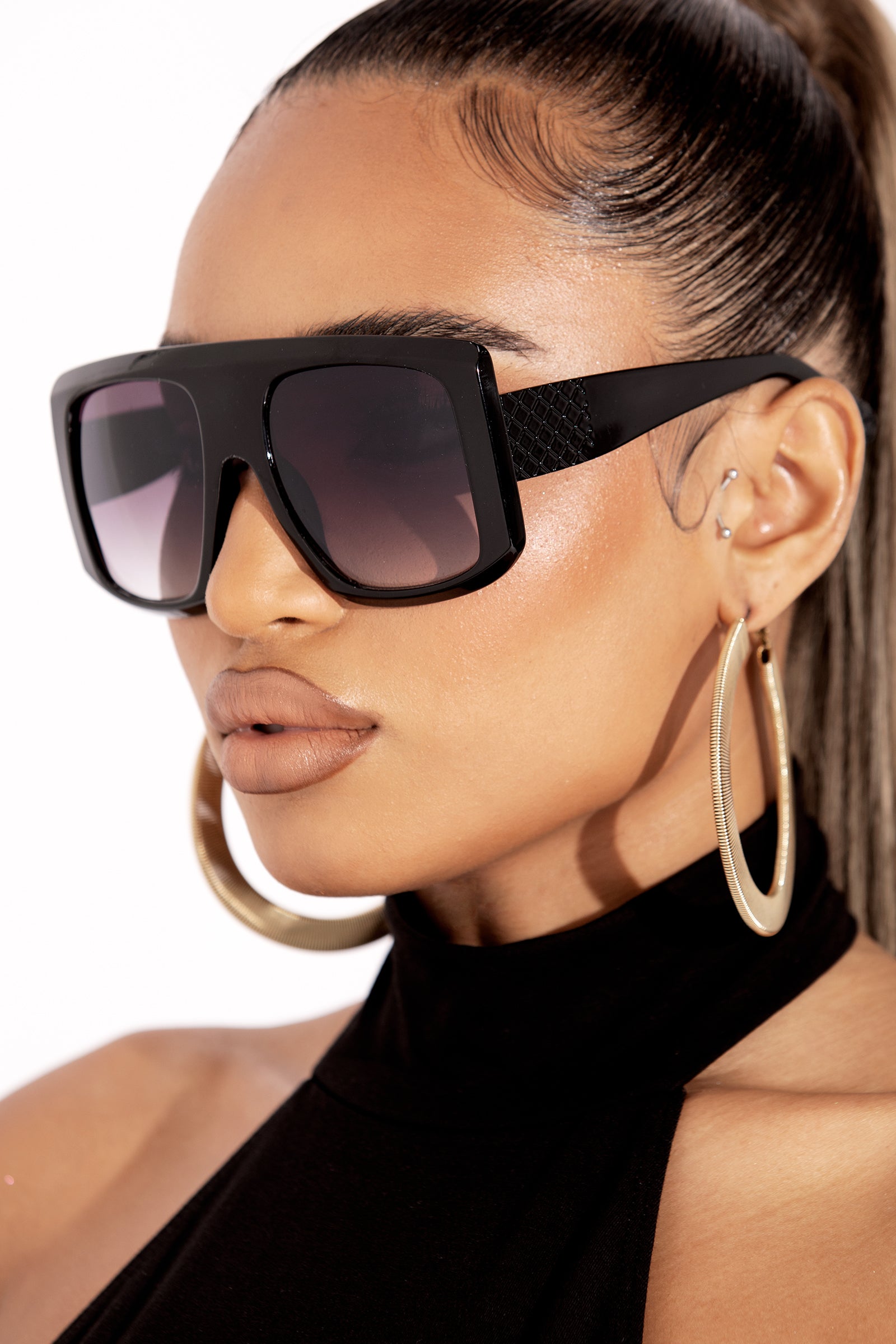 Black Square Oversized Frame Sunglasses