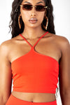 Red Ribbed Halter Bralette