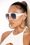 Rectangular White Flat Top Frame Sunglasses
