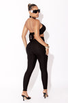 Black Ribbed Halter Top & Legging Set