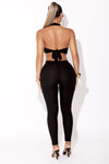 Black Ribbed Halter Top & Legging Set