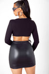 Black Long Sleeve Slit Sleeve Top