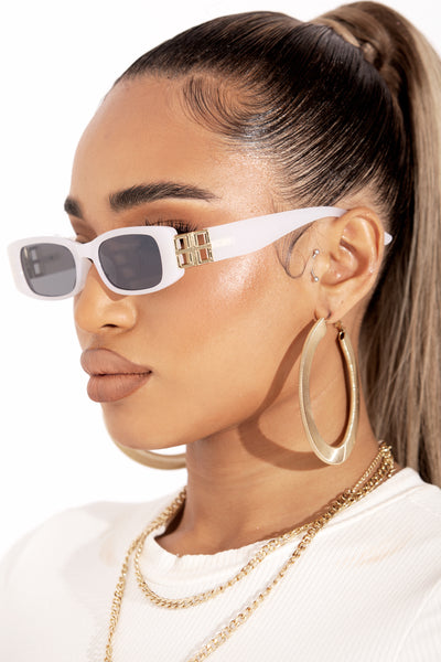 White Dynasty Rectangle Sunglasses