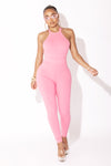 Pink Ribbed cross Bodysuit