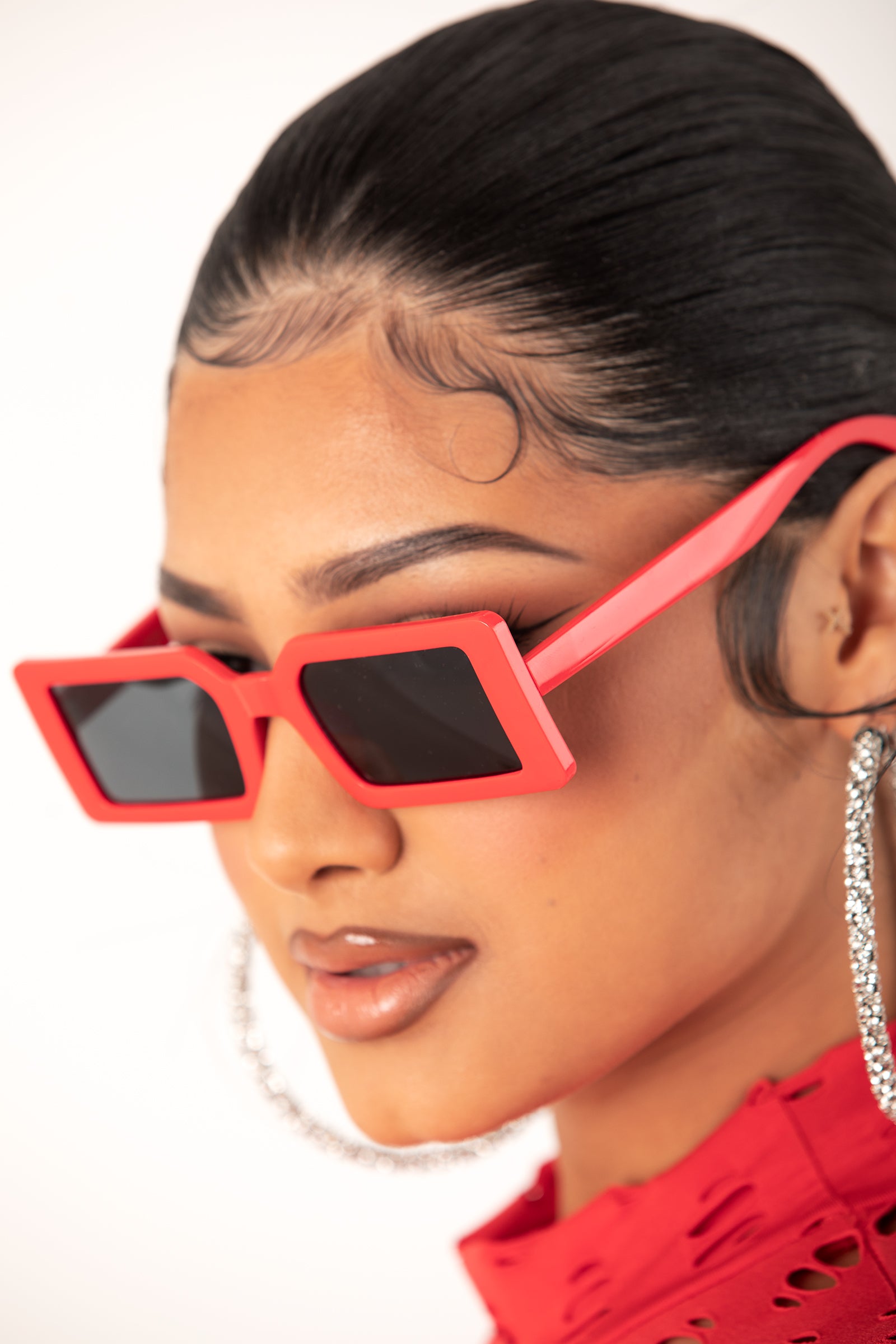 Red Square Frame Slim sunglasses