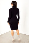 Black Ribbed Mock Neck Dress