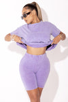 Lavender Acid wash Biker Short Set