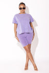 Lavender Acid wash Biker Short Set